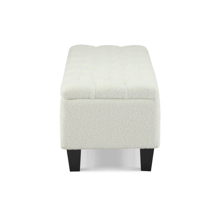 HaChe Ottoman Bench with Storage,Boucle Surface, Rubber Wood Legs, 300 lbs Capacity