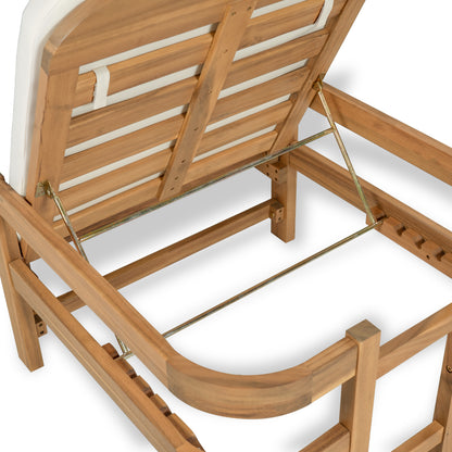 Calora Acacia Outdoor Modern Wood Chaise Lounge Chairs for Patio or Poolside