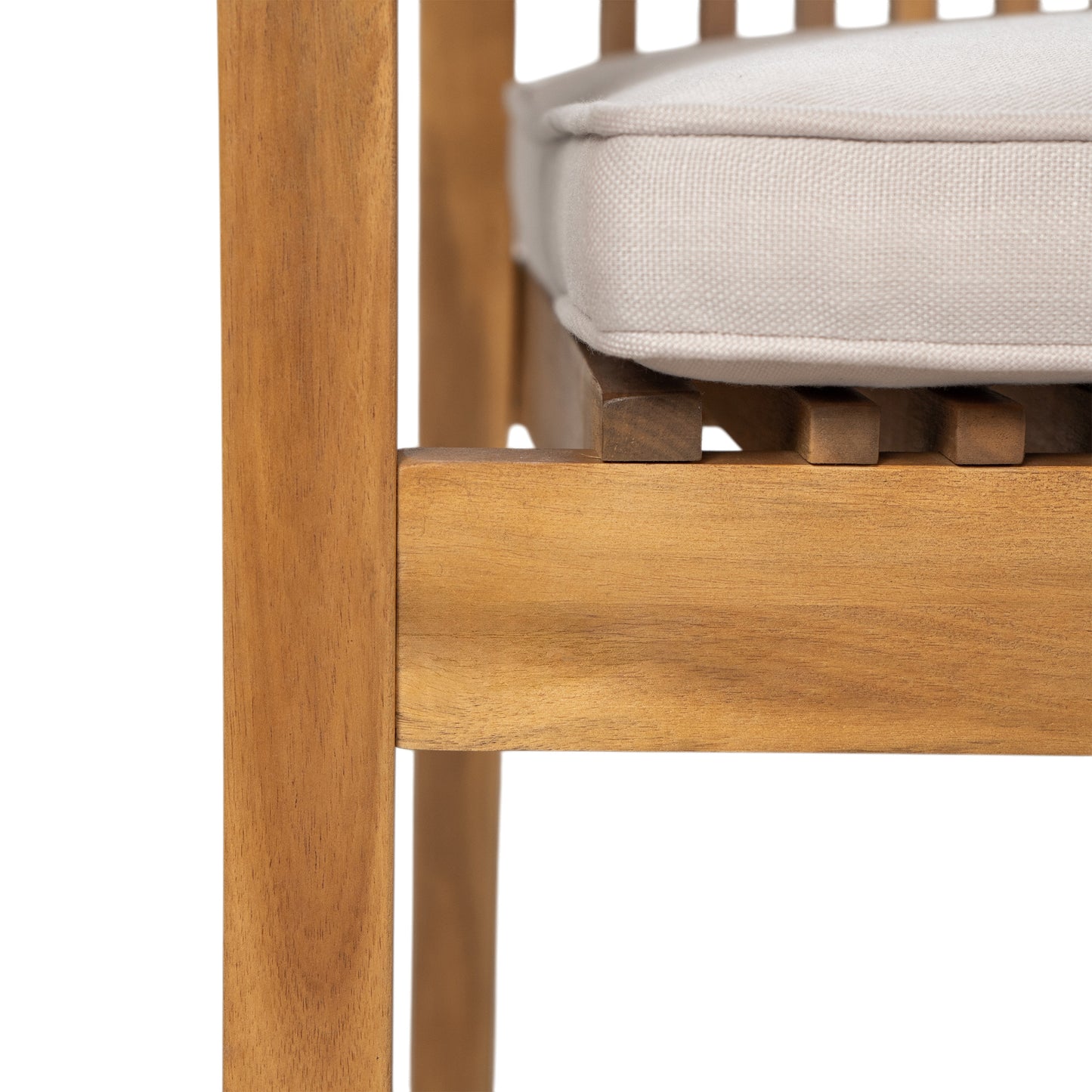 Somasilen 5-Piece Acacia Wood Outdoor Dining Set, Patio Table & Chairs with Cushions, Slatted Tabletop