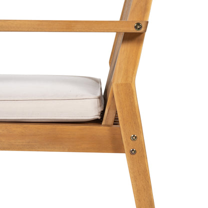 Somasilen 5-Piece Acacia Wood Outdoor Dining Set, Patio Table & Chairs with Cushions, Slatted Tabletop