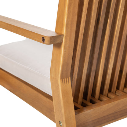 Somasilen 5-Piece Acacia Wood Outdoor Dining Set, Patio Table & Chairs with Cushions, Slatted Tabletop