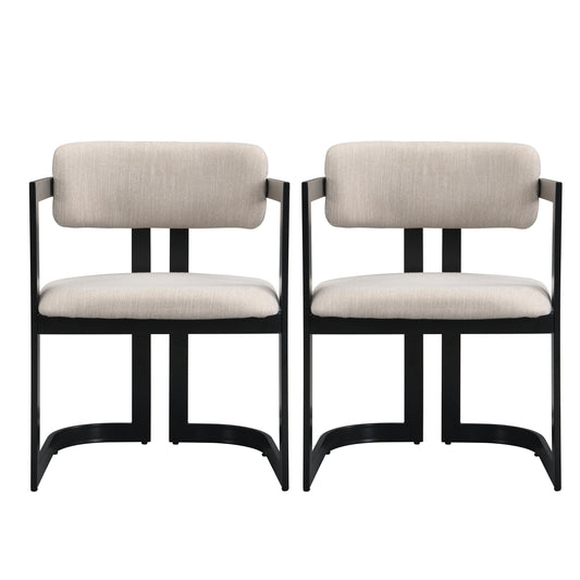 ‌Dashiell Upholstered Dining Chairs,Fabric Metal Frame Armchairs,Set of 2