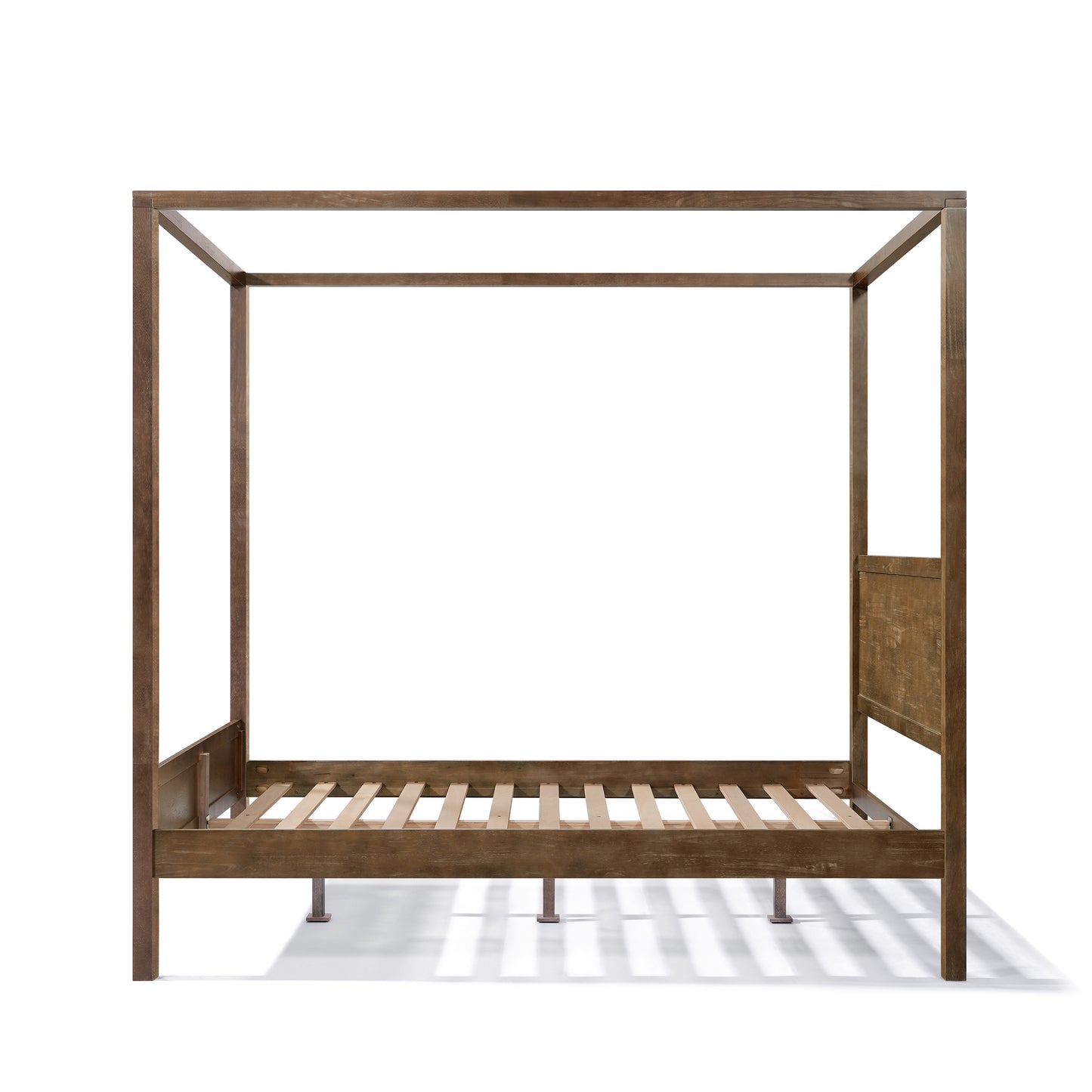 Quorcanor Queen Size Antique Oak Feature Solid Wood Canopy Bed