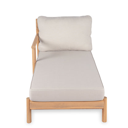 Selyric Patio Acacia Wood Sofa-and-Chaise sectional L-shape, Loveseat + Lounge with Water-resistant Cushion