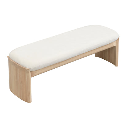 Nirithora 51.5 Inch Beige Rubber Wood Footstool For Bedroom and Living Room