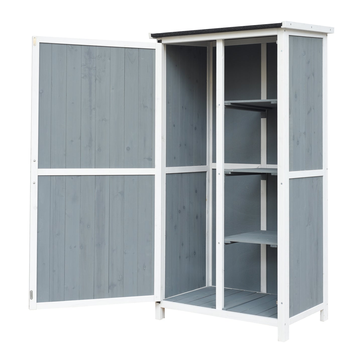 Melioraeth Two-Tone Storage Shed with Sloped Roof & 5 Compartments