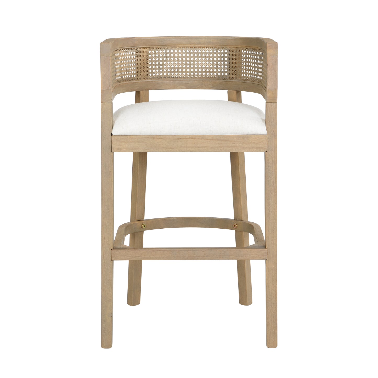 Tiberius Wood And Rattan Upholstered Arm Bar Stools,Set of 2
