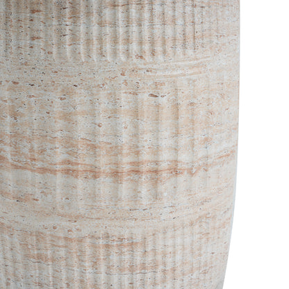 Alderbay Outdoor Lightweight Concrete Side Table,Travertine Finish