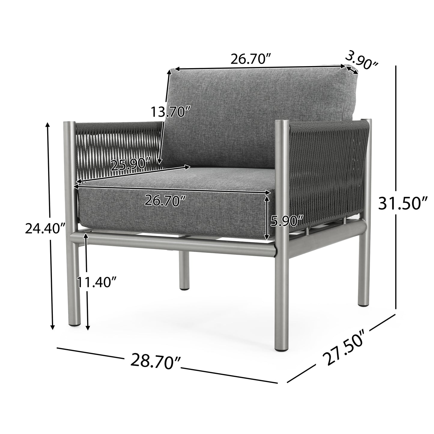 Gables Outdoor Patio Club Chairs with Cushions