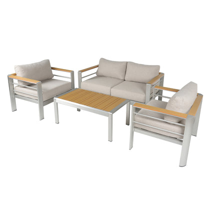 Elioo Outdoor Chat Set with 2x Club Chair Loveseat & coffe table