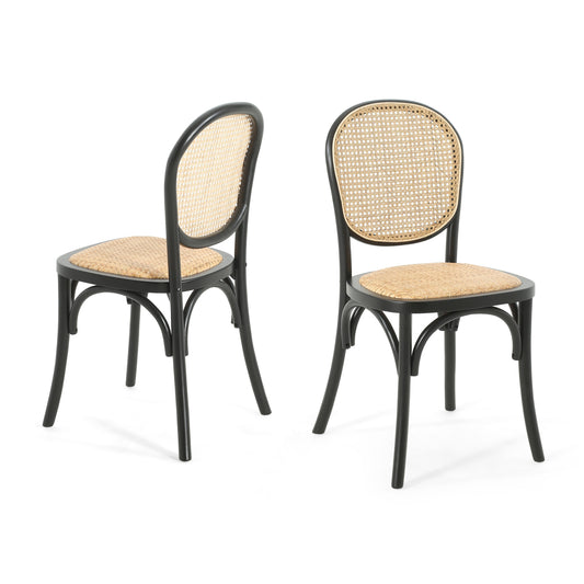 Torin Wood Dining Chair with Cane Rattan Wood Webbing