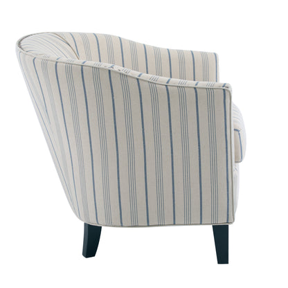 Hawthorne Beige and Blue Stripe Fabric Arm Chair (Set of 1)