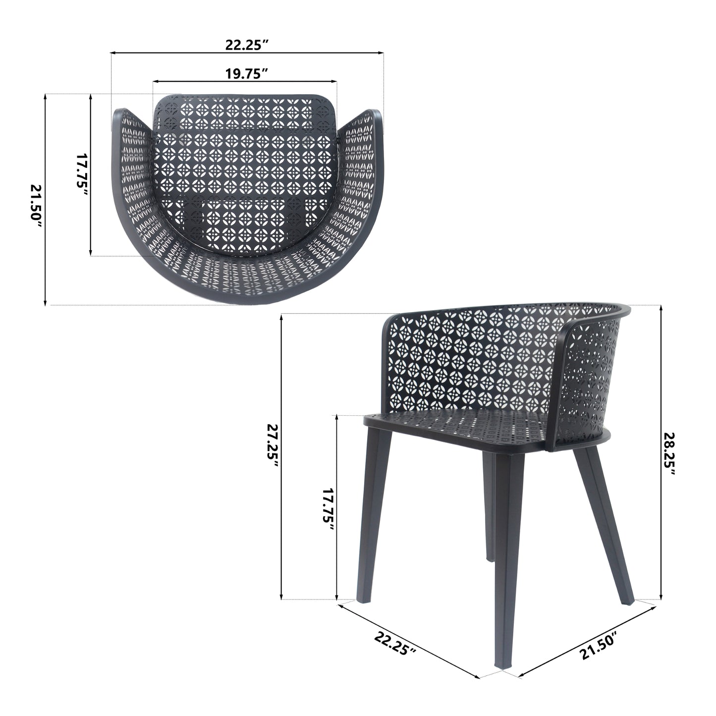 Caspiane Outdoor Patio Dining Chairs with Iron Frame