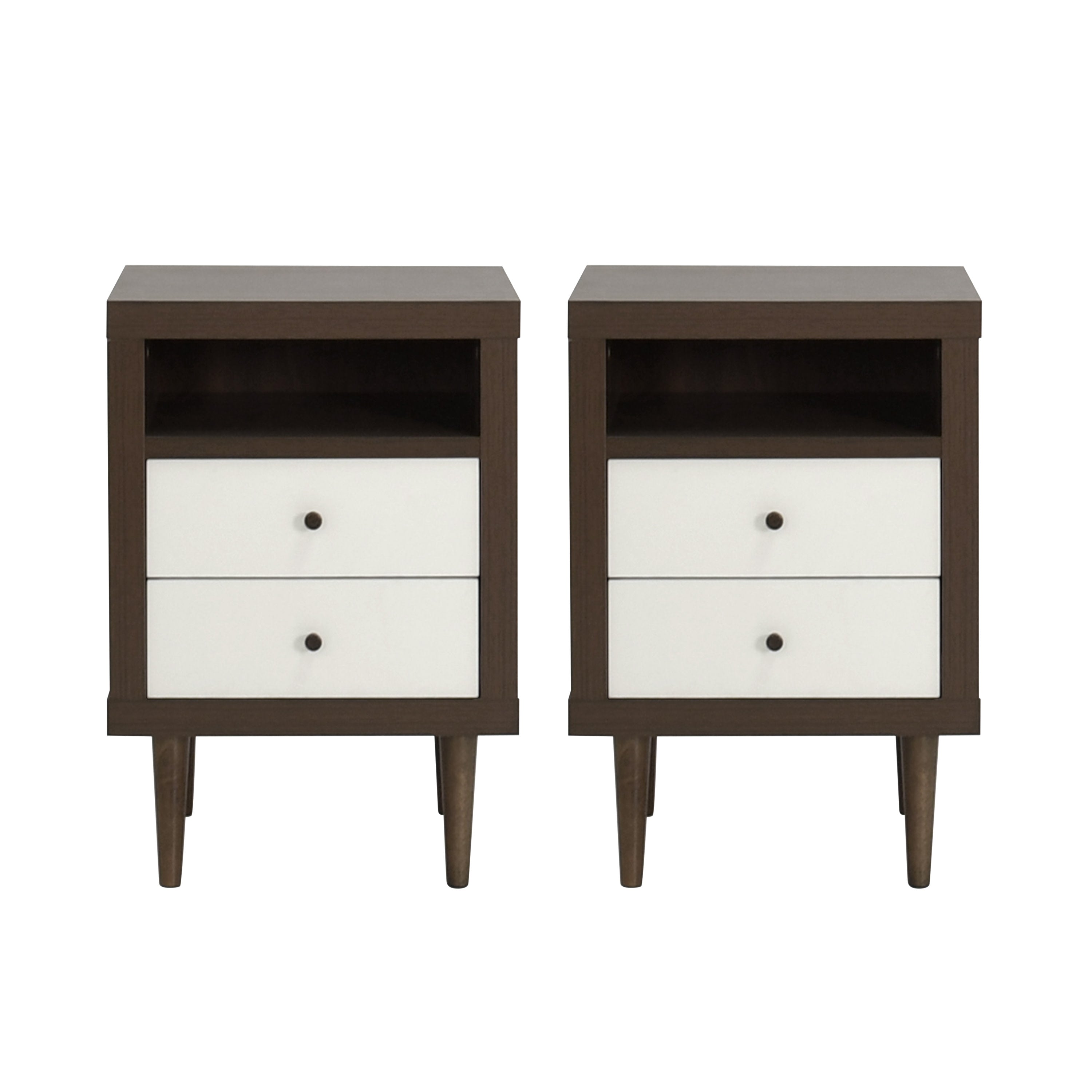 Mid-Century Modern Nightstand Bedside Table Wooden hotsell 2 Drawers (Set of 2)