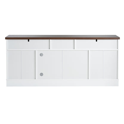 Solther Modern TV Console, 67" Width TV Stand, Glass Doors & Storage Drawers