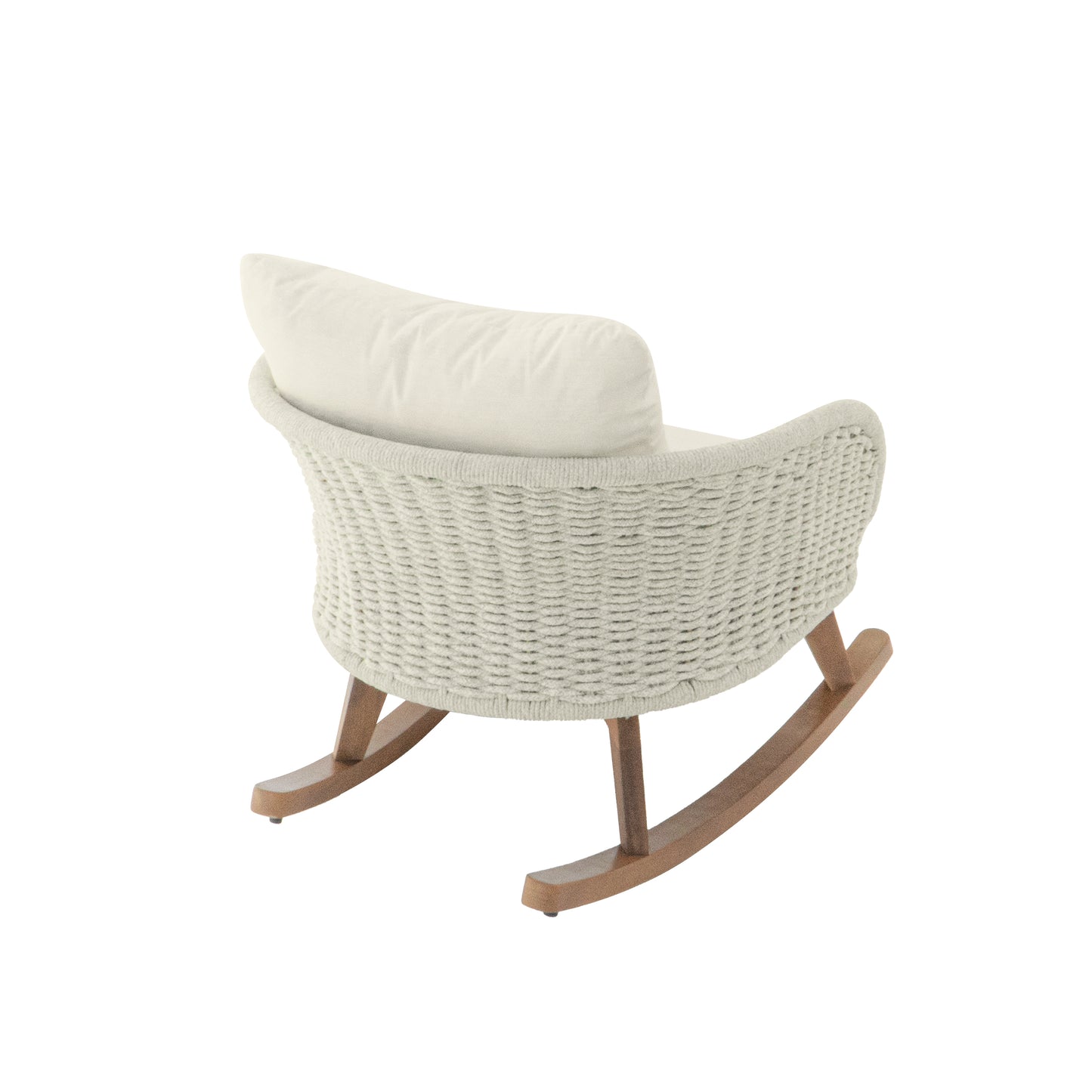 Elarvasir Contemporary Minimalist Beige Wicker Rocking Chair with Soft Polyester Cushions