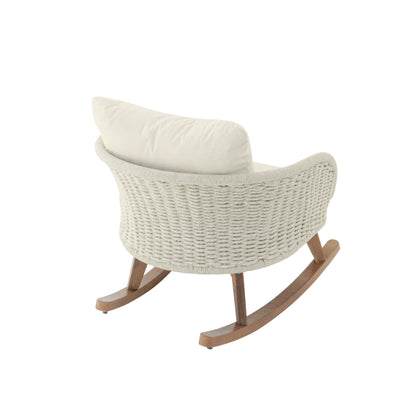 Elarvasir Contemporary Minimalist Beige Wicker Rocking Chair with Soft Polyester Cushions
