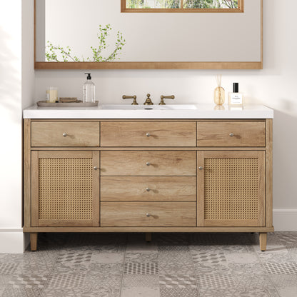 GuGuga 60" Bathroom Vanity with SMC Sink, Modern Large Storage Bathroom Storage Cabinet