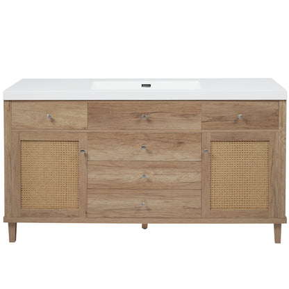 GuGuga 60" Bathroom Vanity with SMC Sink, Modern Large Storage Bathroom Storage Cabinet