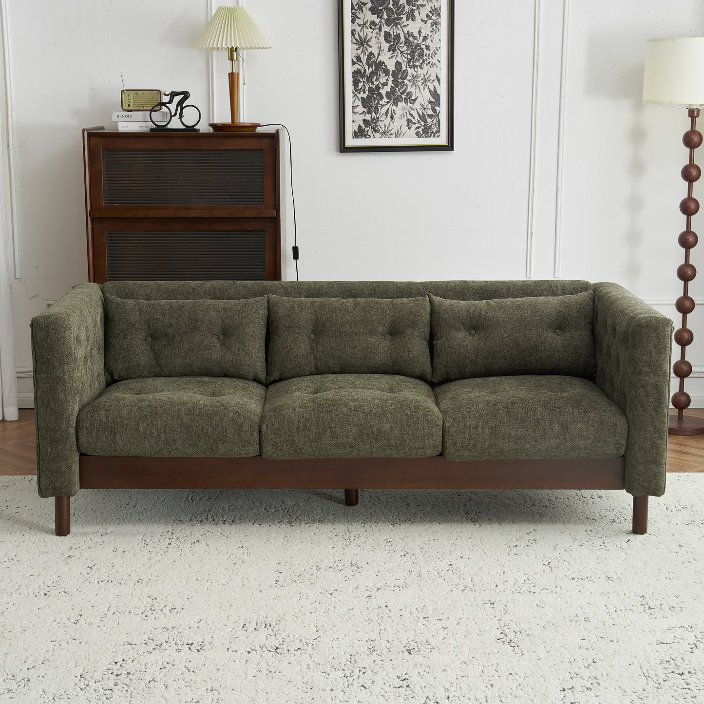 Noirae Upholstered Sofa Modern 3-seater Sofa Couch with Tufted