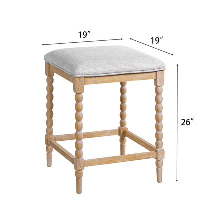 Imogen 26''Counter Stools with Upholstered Seat, Solid Acacia wood Frame, Foam-Padded Seat