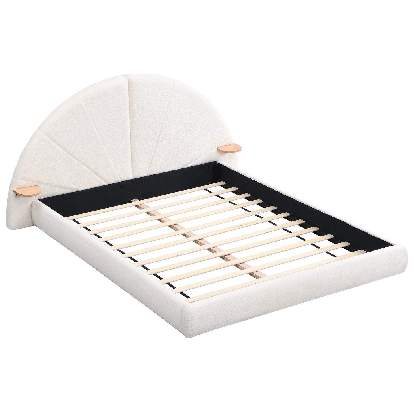 Nylorith Modern Nordic Design Unique Arched Boucle Bed with Small Table,Queen