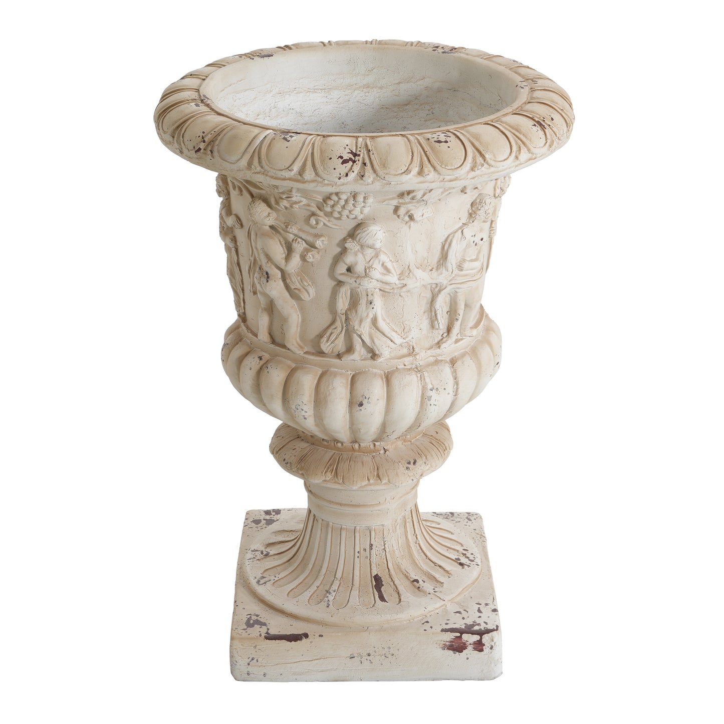 Caldrithar MGO Garden Artistic relief Urn, Antique White, 27'' H