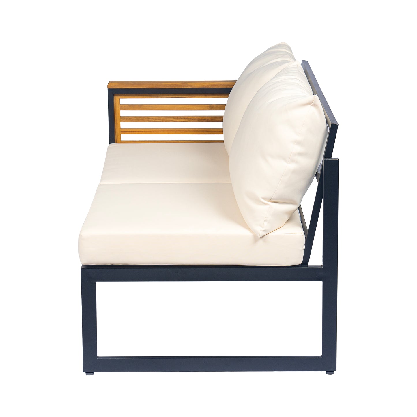 Ezra Outdoor 4-piece Acacia Wood and Metal Patio Sofa Corner Set