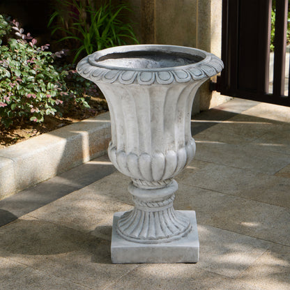 Alder Outdoor Magnesium Oxide Garden Urn Planter, Antique White