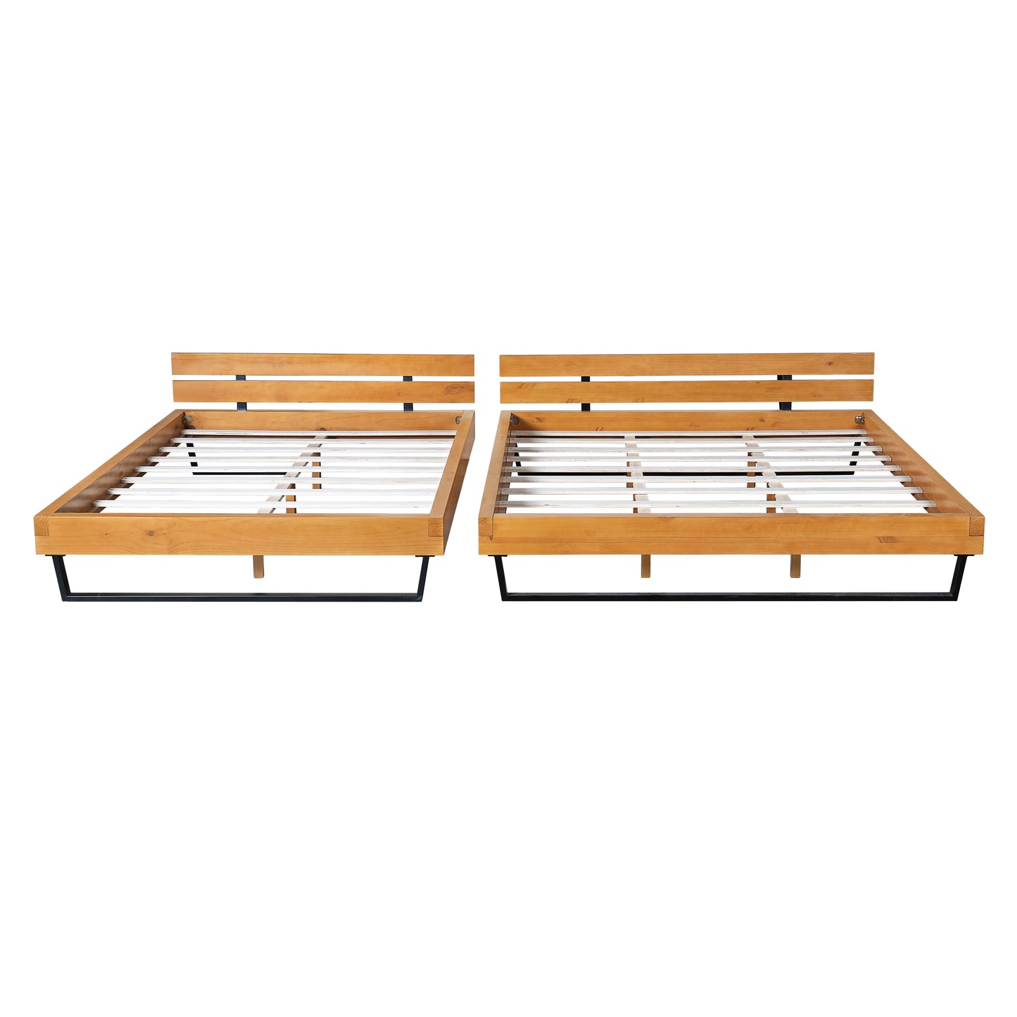 Dashiell Modern Solid Pine Bed Frame in Natural and Black,Making Serene Bedroom Retreat
