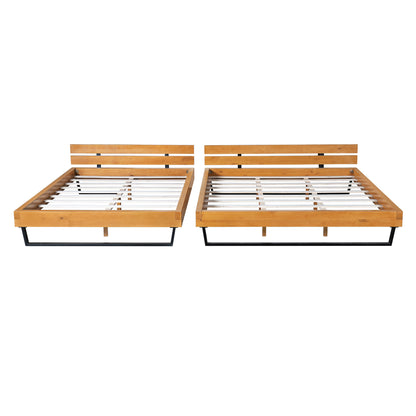 Dashiell Modern Solid Pine Bed Frame in Natural and Black,Making Serene Bedroom Retreat