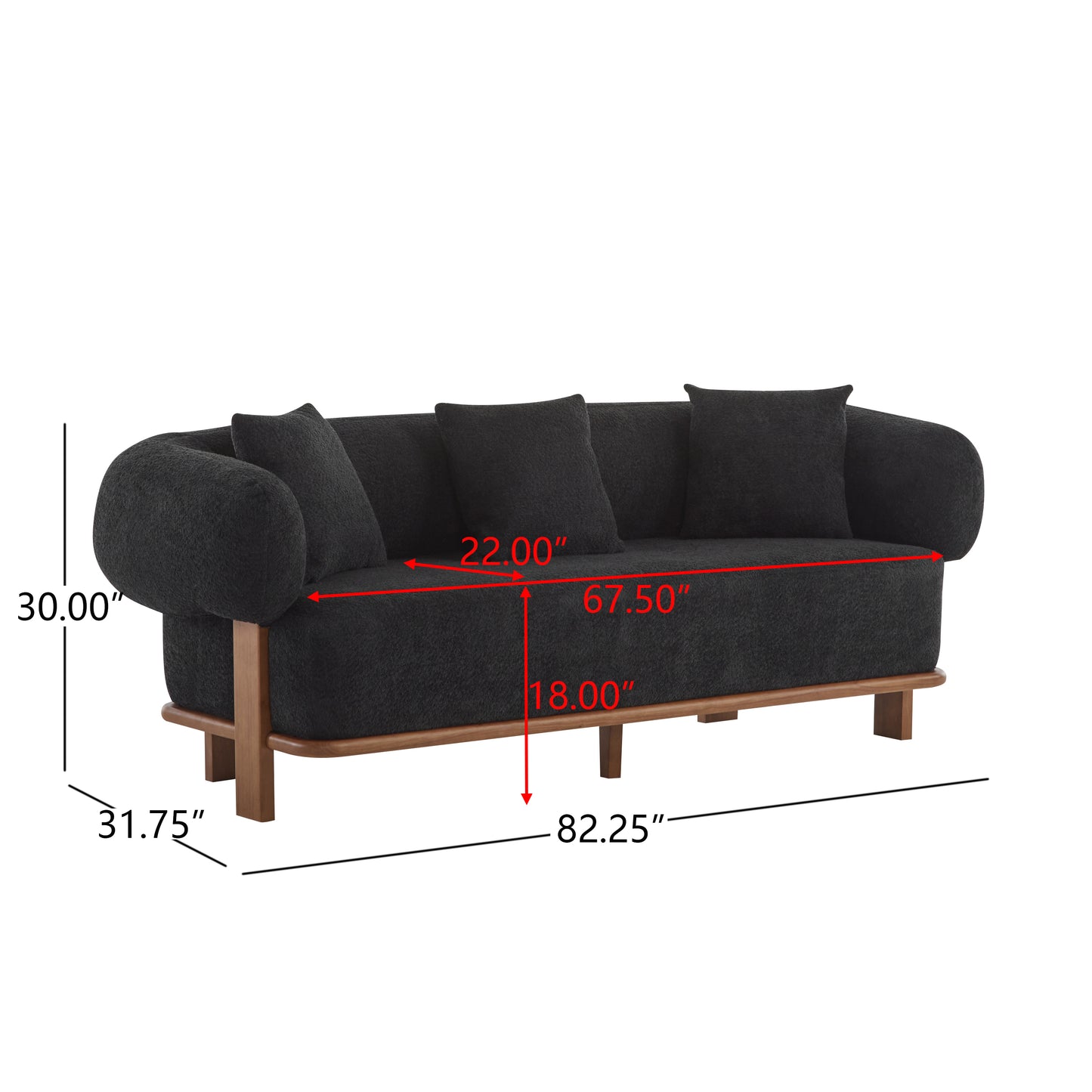Warder Modern Round Arm Curved Soft Sofa