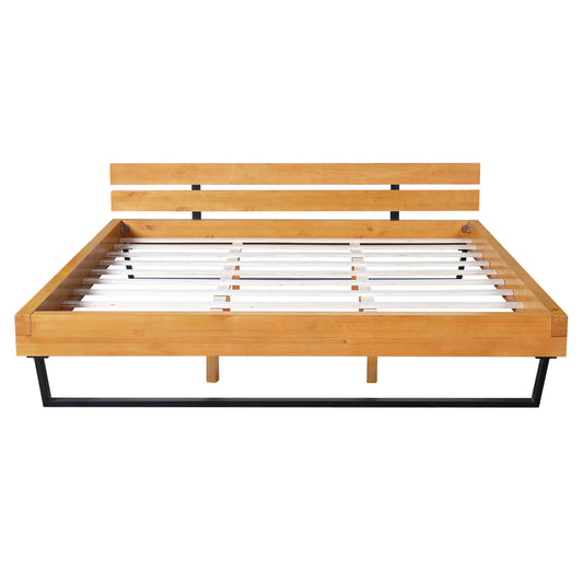 Dashiell Modern Solid Pine Bed Frame in Natural and Black,Making Serene Bedroom Retreat