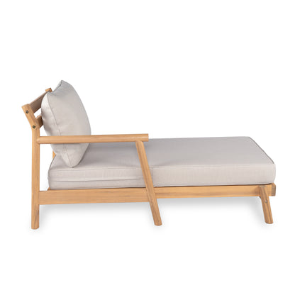 Selyric Patio Acacia Wood Sofa-and-Chaise sectional L-shape, Loveseat + Lounge with Water-resistant Cushion