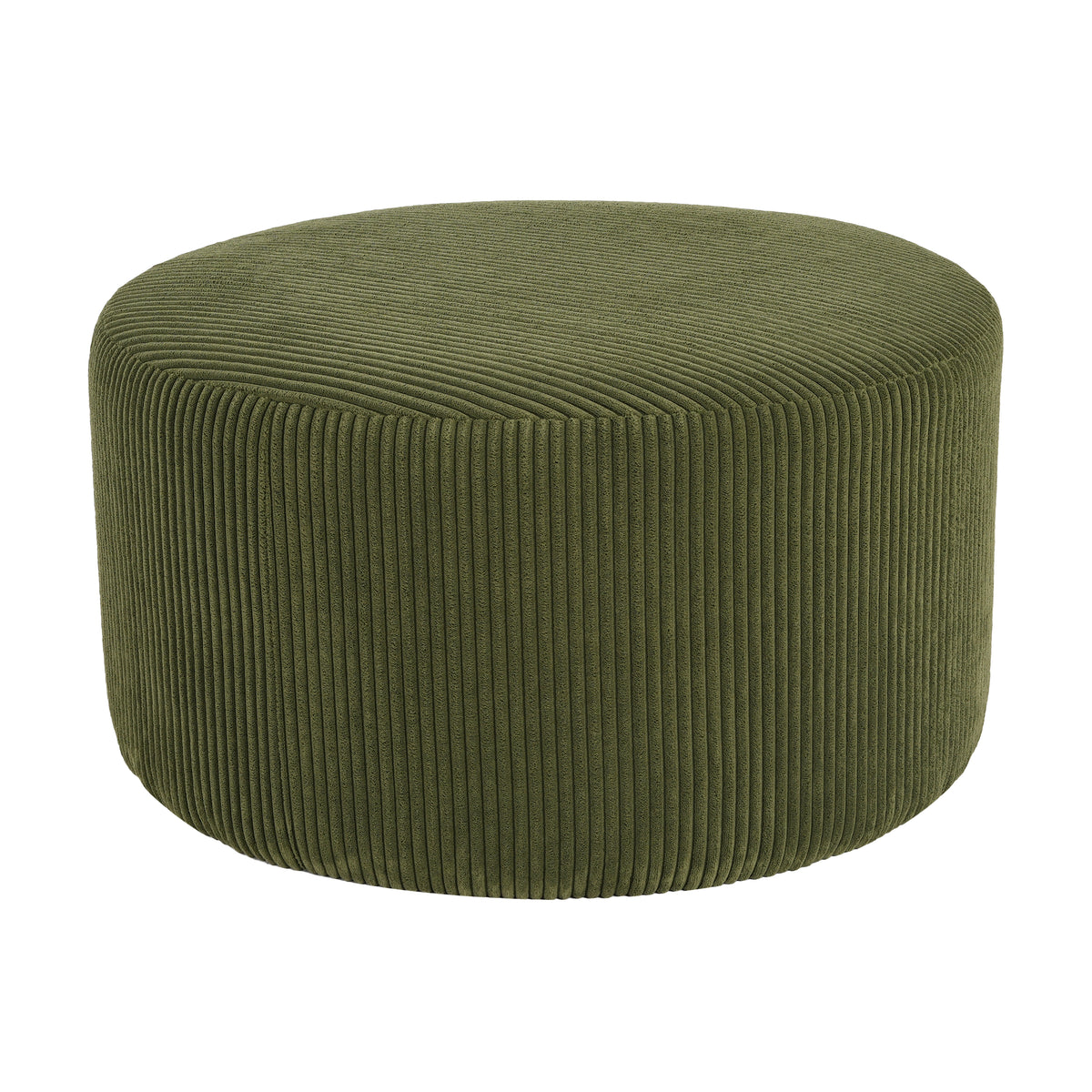 Harbinger GAVI Corduroy Ottoman Foot Stool, 30" Pouf Footstool Ottoman Seat, Upholstered Foot Chair, Round Footrest, Modern Side Table for Living Room Bedroom Home Decor, Olive Green