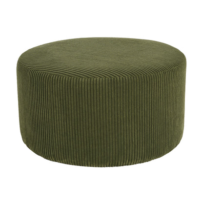 Harbinger GAVI Corduroy Ottoman Foot Stool, 30" Pouf Footstool Ottoman Seat, Upholstered Foot Chair, Round Footrest, Modern Side Table for Living Room Bedroom Home Decor, Olive Green