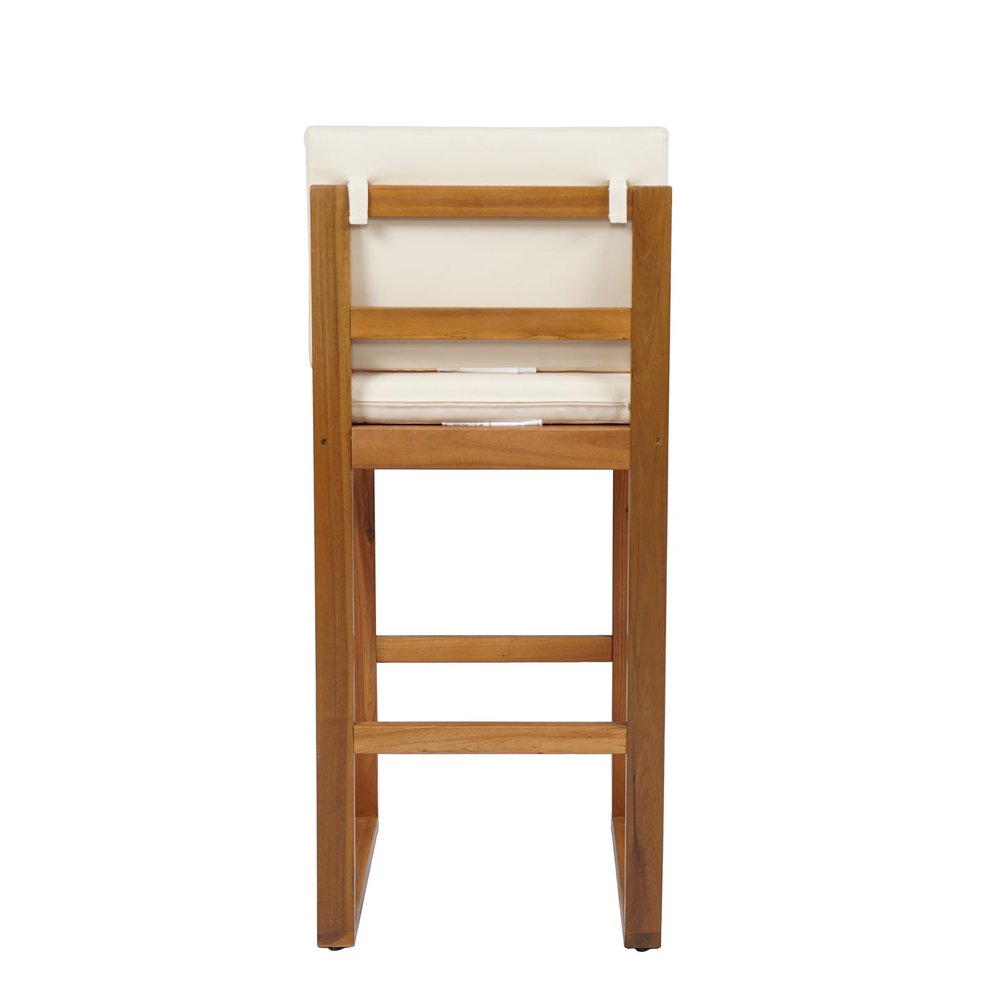 Tylarion Outdoor Rustic Acacia Wood Barstool with Cushions,Set of 2