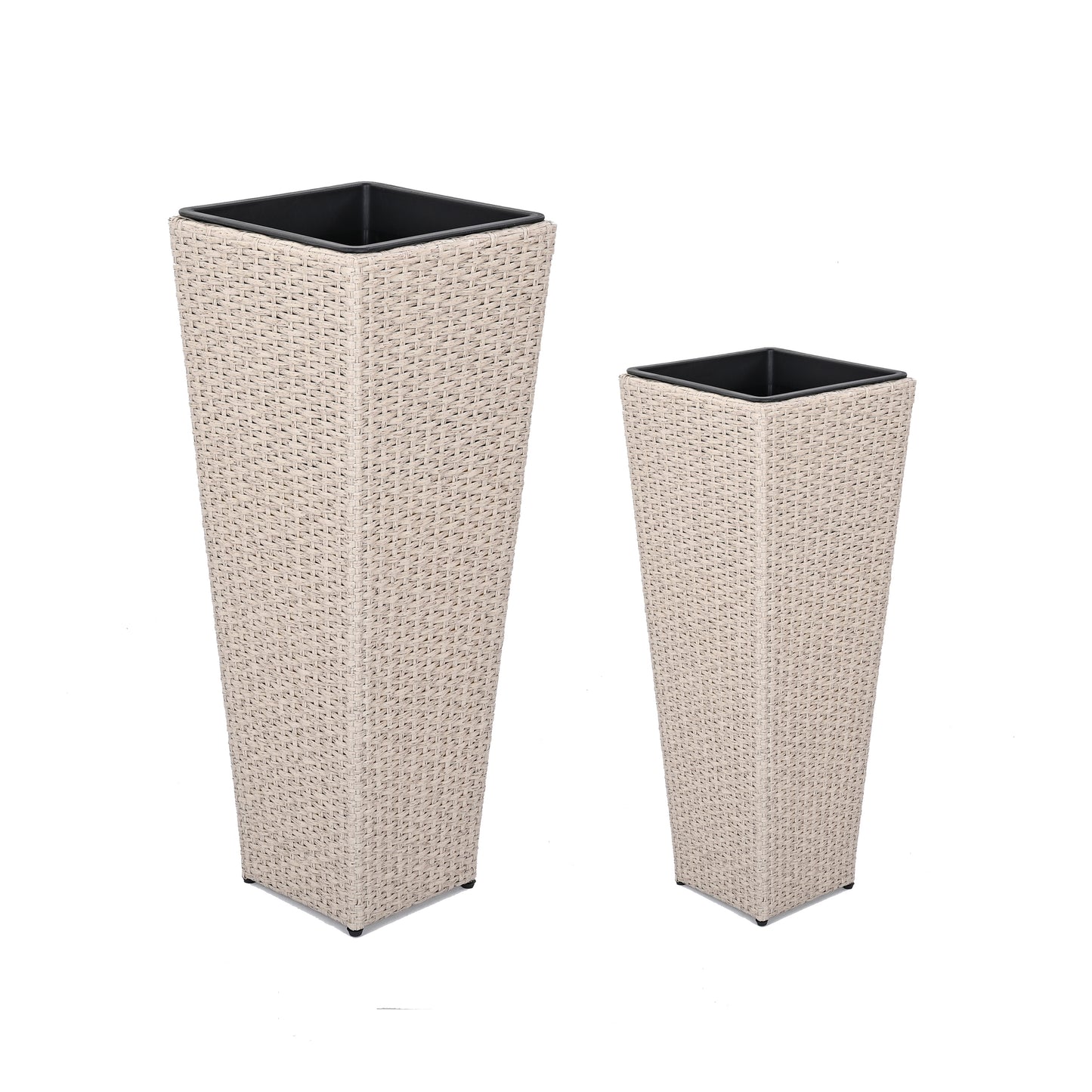 Meadow Outdoor PE Wicker Flower Pots, 2-Pcs Set