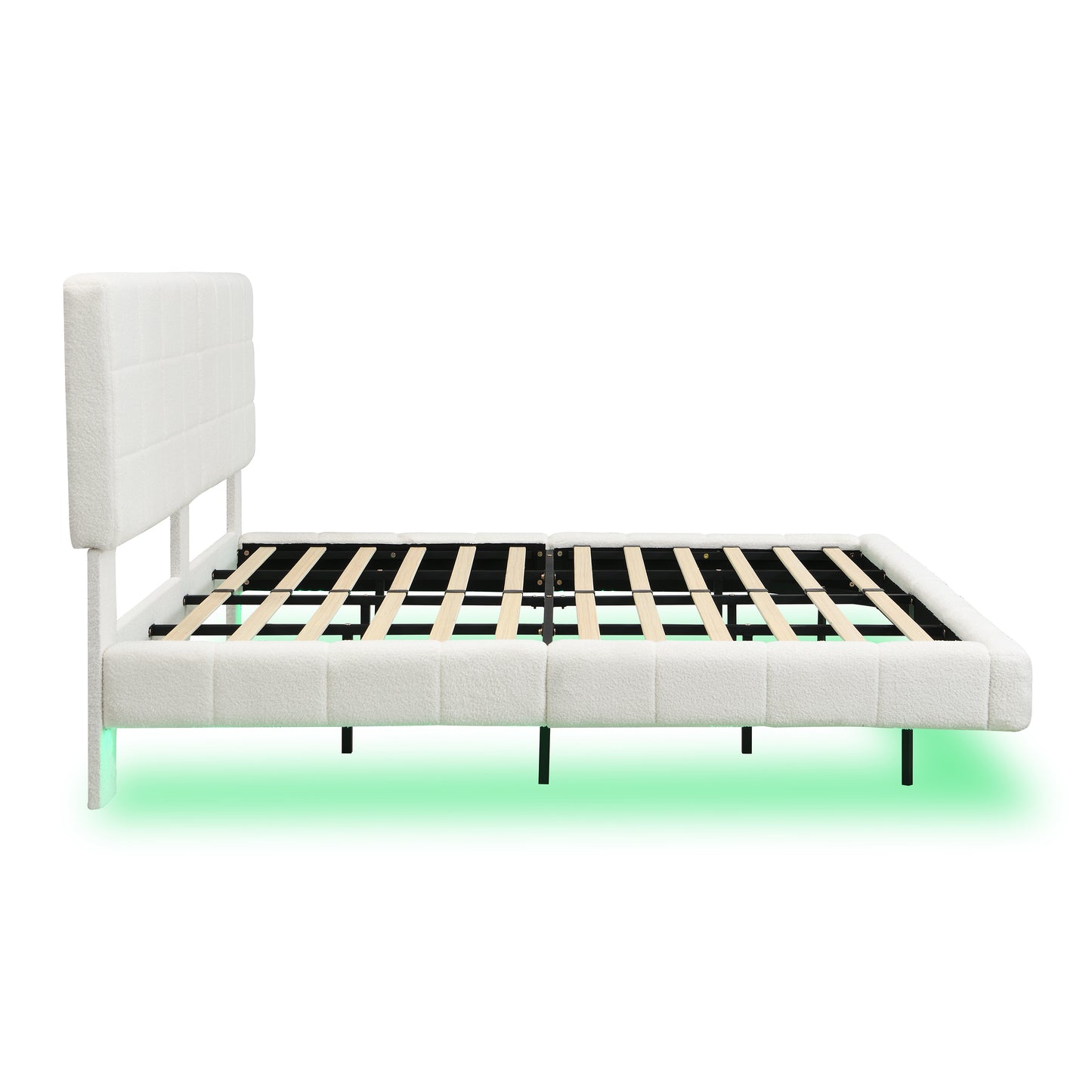 Anjelina Cloud-Like Boucle Floating Bed with Multicolor Mood Lighting