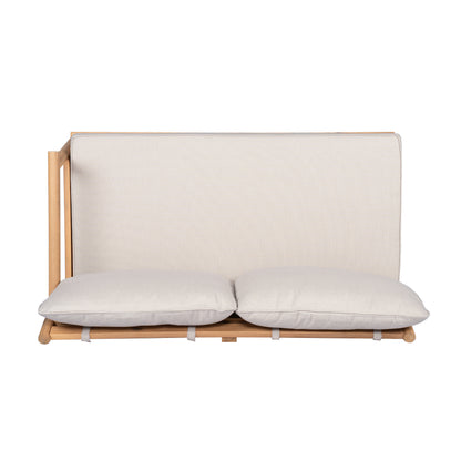 Selyric Patio Acacia Wood Sofa-and-Chaise sectional L-shape, Loveseat + Lounge with Water-resistant Cushion