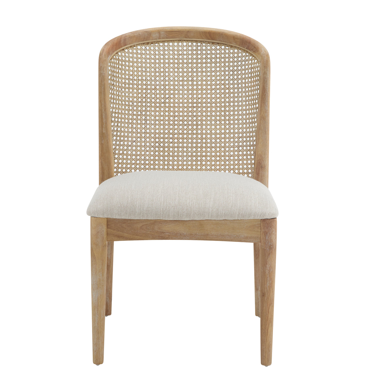 Diaphanous Lilia Dining Chairs Set of 2, Modern Dining Chair with Fabric Upholstery, Rubberwood Frame Kitchen Chairs with Cane Webbing, Extra Seat for Dining Room, Beige + Natural