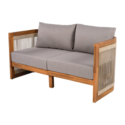 Vireo 4-Piece Patio Seating Group 2 Chairs, Loveseat & Table Acacia Wood Outdoor Furniture Set