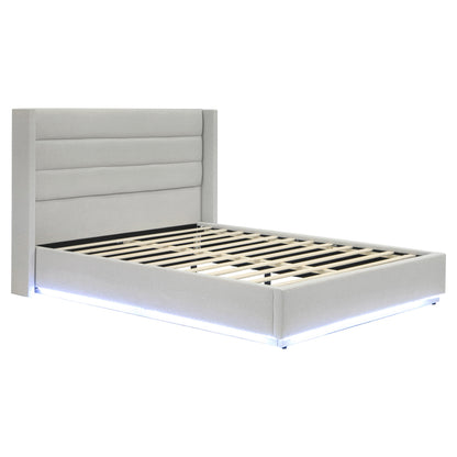 Brannick Queen Size Platform Bed with LED light, Greige