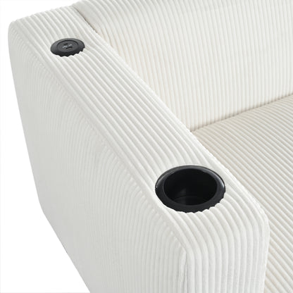 Modern three-seat Solid Wood sofa in striped finish with two cup holders