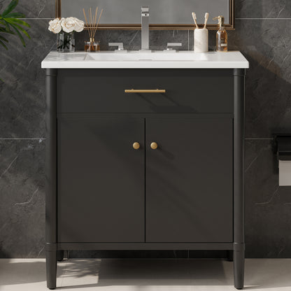 MuKi 31" Bathroom Vanity with Sink, Bathroom Cabinet with Soft Close Doors and Adjustable Shelf