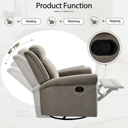 Nomae 360° Swivel Recliner Manual Rocking Recliner Home Theater Manual Recliner Chair