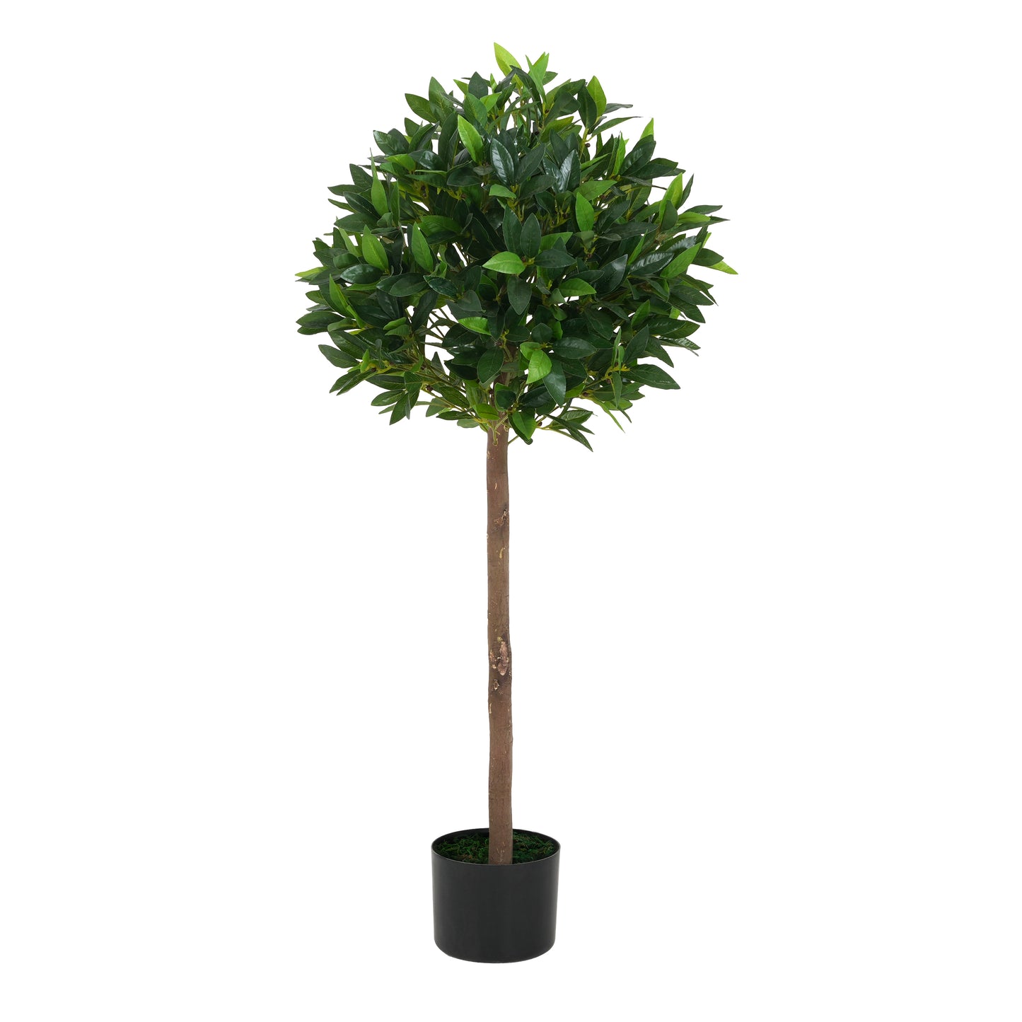 Aeron 49" Artificial Topiary Bay Tree Ball with Black Plastic Pot - 2pcs