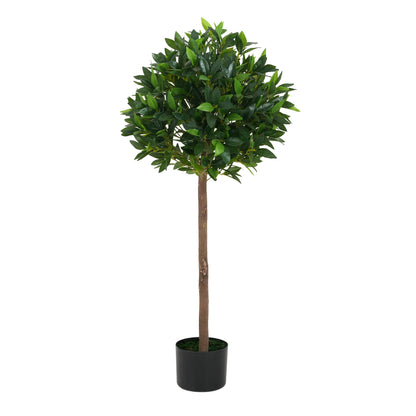 Aeron 49" Artificial Topiary Bay Tree Ball with Black Plastic Pot - 2pcs