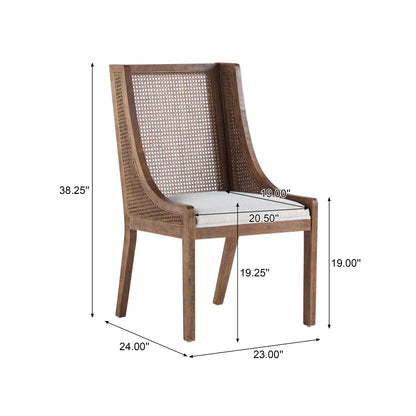 Noxeo Indoor Rattan Wodd Frame Dining Chair,Set of 2