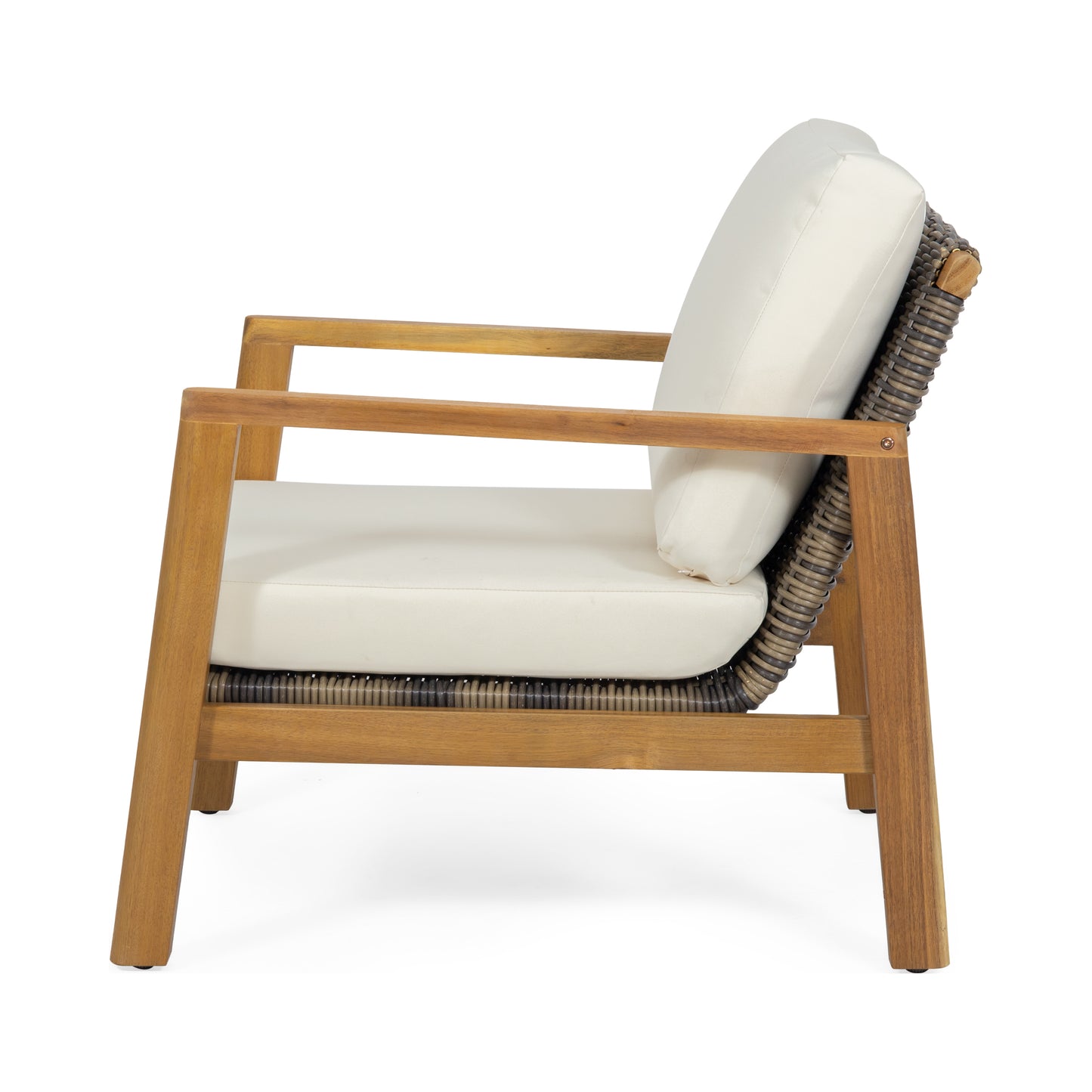 Kedan Outdoor Acacia Wood and Wicker Club Chair
